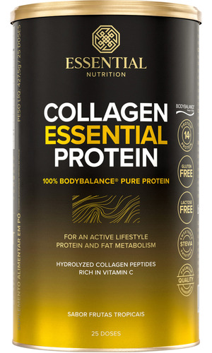 Suplemento em pó Essential Nutrition  Collagen Protein  Bodybalance sabor  frutas tropicais em pote de 417.5mL