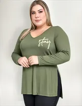 Comprar Blusa Manga Longa Viscolycra Veste Leggin Plus Size