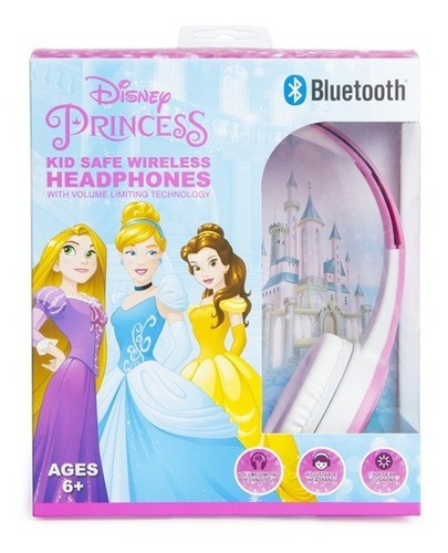 Audífonos Bluetooth Diadema Disney Princess Kid Safe Color Rosa Color de la luz Rojo