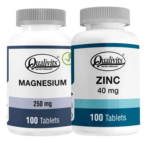 Magnesio 250 Mg X100 + Zinc 40 Mg X100 - Qualivits Vegano