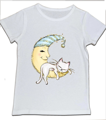 Camiseta Niña Luna Y Gato Angora