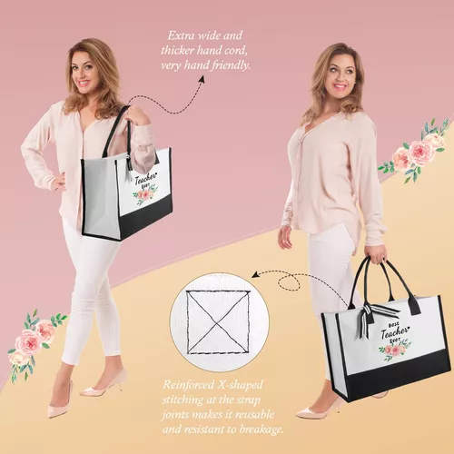 Regalos de cumpleaños personalizados para amigas, bolsa de mano con  iniciales florales para mujer, bolsa de playa Can-vas con bolsa de  maquillaje