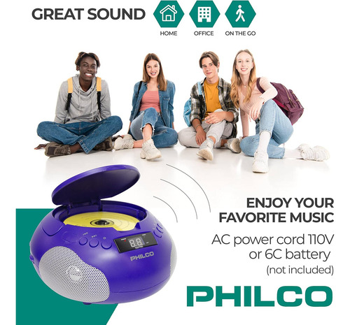 Reproductor De Cd Philco Radio Am-fm, Púrpura