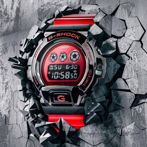 Reloj Casio Gm-6900b-4d G-shock Acero Antigolpes Sumergible Color De La Malla Rojo Color Del Bisel Negro Color Del Fondo Rojo