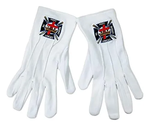 Guantes Masónicos Templarios Blanco Algodón