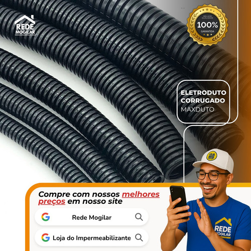 Duto Eletroduto Reforçado 4pol 100mm Rolo C/ 10 Metros Preto