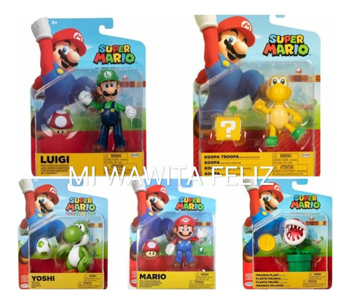 Caja Mario Personajes  4 Pulgadas Articulables De Colección