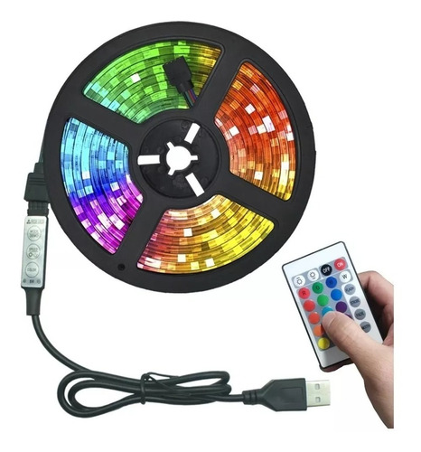 Cintas Luz Led, 5 Mts, Gamer, Infrarrojo, Usb, Control, Rgb 