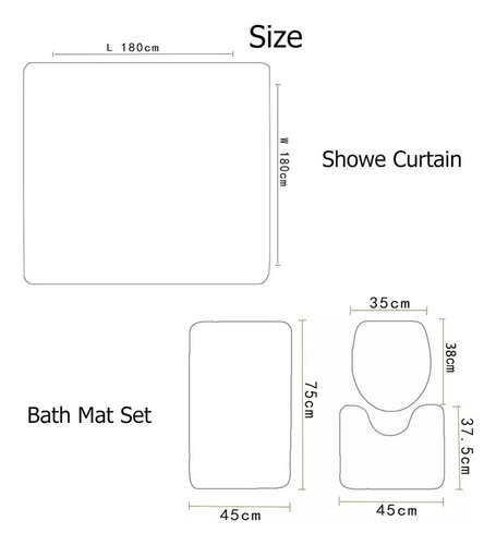 Xyl Juego De 4 Cortinas De Ducha Antideslizantes Con Forma.