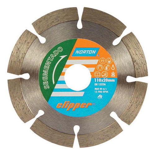 Disco De Corte Diamantado Clipper Segmentado 110x20 Norton