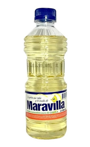 Imagen 2 de 3 de Aceite De Cocina 100% De Canola Marca Maravilla, 500 Ml 6pza