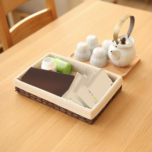 Basque Tejido Bin Organizador Rectangular Moderno Para Café