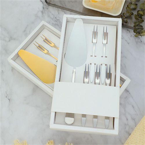 Juego De Tenedor Y Cuchillo Para Pastel De Acero Inoxidable
