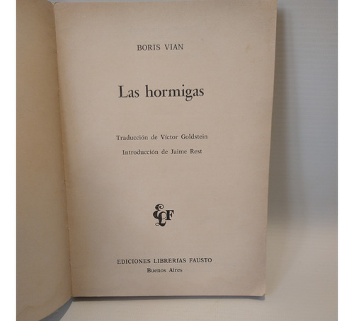 Las Hormigas Boris Vian Librerias Fausto (Usado)
