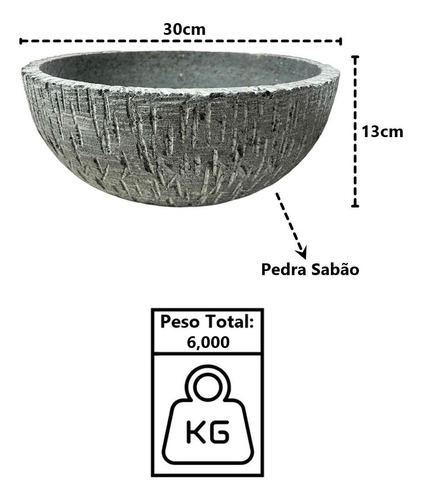 Cuba Bojo Rasgado Pedra De Sabão Pia Lavabo Lavatório 30cm