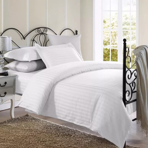 Imagen 3 de 3 de Duvet Cover Blanco Líneas Microfibra Doble