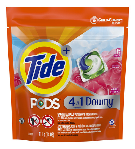Detergente En Cápsulas Tide Pods 4 En 1 Downy 15 Unidades