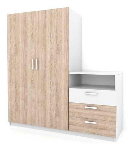 Placard Ropero Dormitorio 2 Puertas 3 Cajones Linea Moderna Color Marrón