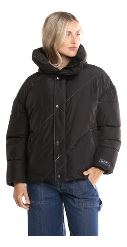 Campera De Abrigo Rusty Daisy Puffer Negra Mujer