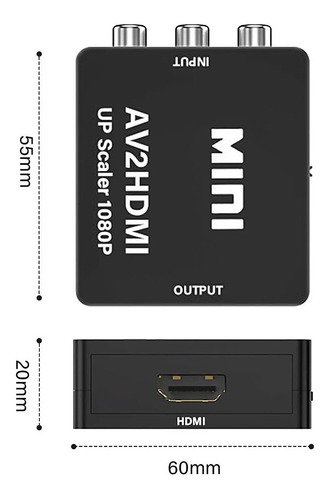 Imagen 5 de 7 de Convertidor Adaptador Rca Vga A Hdmi 1080p De Audio Y Video
