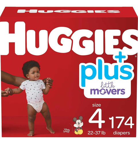 Huggies Little Movers Más Pañales, Talla 4 (174 Caras)