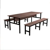 Comprar Mesa Refeitório 8 Lugares Com 2 Bancos Metal Wood Design