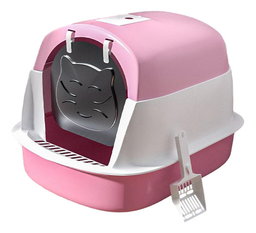 Caja De Arena Para Gatos Con Capucha Y Tapa, Bandeja De Rosa