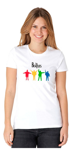 Polera Manga Corta Mujer The Beatles Help Full Color 