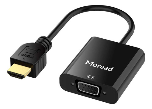 Moread - Adaptador Hdmi A Vga (macho A Hembra), Color Negro,