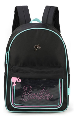 Mochila Costas Barbie Com Bolso Transparente Preto Luxcel