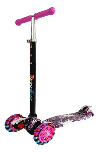 Monopatín de pie Scooter  4 ruedas con luces Unicornios  rosa para 3a10