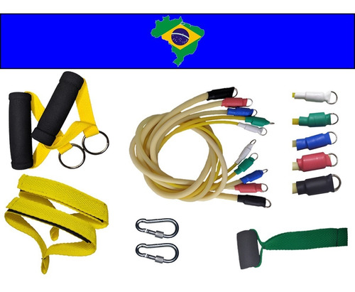 Kit 11 Peças De Elásticos Extensores + Barra