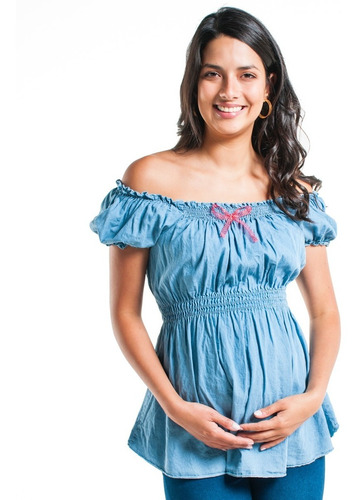 Blusa Maternidad Y Embarazo De Mezclilla Strapless - 133rod