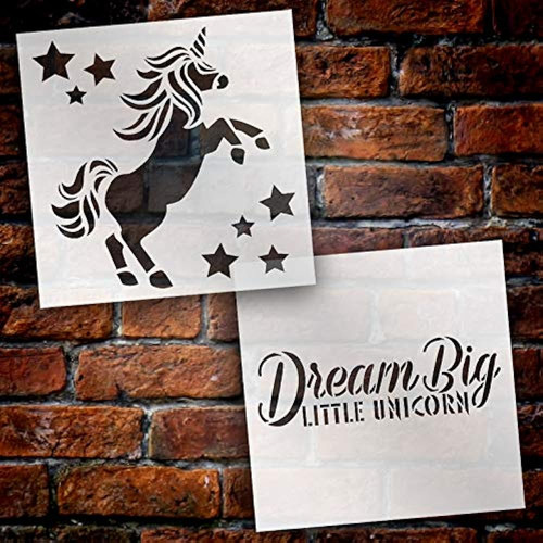 Dream Big Little Unicorn Stencil - 2 Partes Por Studior12 | 