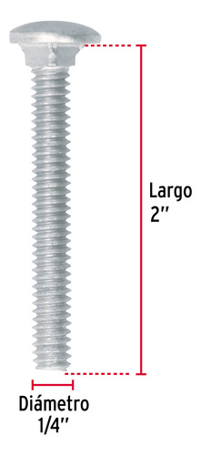 Tornillo Tipo Coche 1/4 X 2´ Redondo Metal Auto 60pz 44715