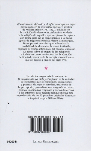 El Matrimonio Del Cielo Y El Infierno Bilingue - Blake - Ca