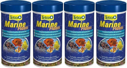 Tetra Ração Para Peixe Marinho Marine Flakes 52g Kit 4un