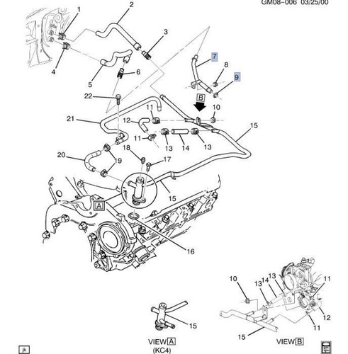 Tubo Paso Agua Pontiac Aztek V6 3.4l 2002