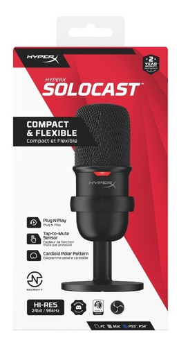 Imagen 9 de 10 de Microfono Usb Hyperx Solocast Streaming Pc Ps4 Mac Gaming
