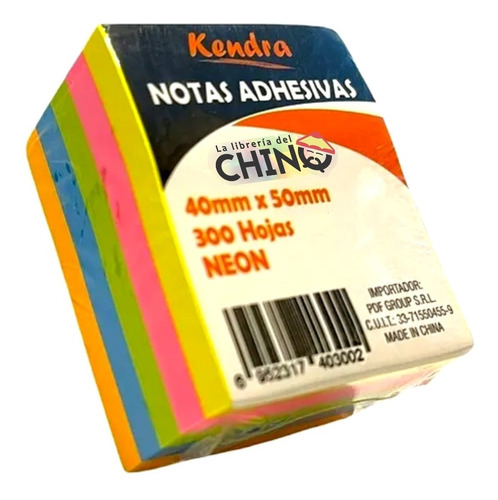 Taco Notas Adhesivas Kendra Colores Fluo 40x50mm 300 Hojas