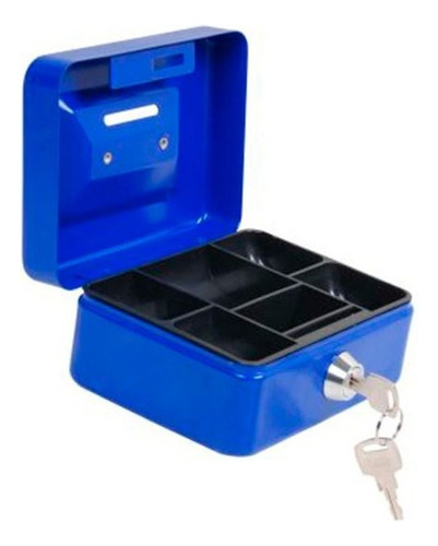 Caja Menor Grande Fuerte Seguridad Llave 11621 30x24x9cm Color Azul