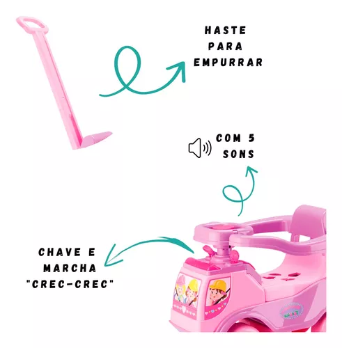 Motoca Menina Carrinho Infantil Bebe C/ Empurrador Totoka