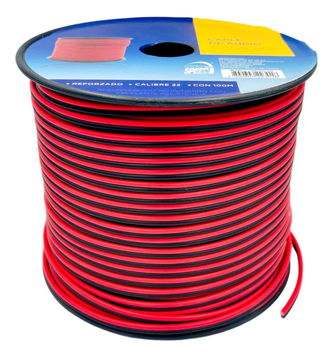 Cable Audio Para Bocina Bicolor (negro-rojo) 100m Calibre 22
