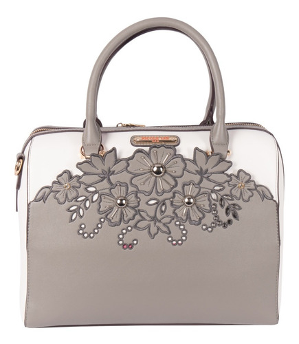 Bolsa Boston Nicole Lee Corte Laser Y Bordado Ss22 Color Gris