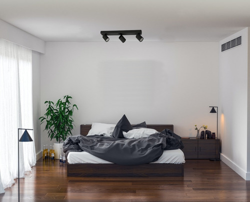 Imagen 3 de 3 de Spot 3 Luces Negro Techo Pared Katharo Leuk Alumnio Gu10