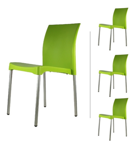 Set 4 Sillas Mundo In Vivanti Restaurante Color de la estructura de la silla Verde