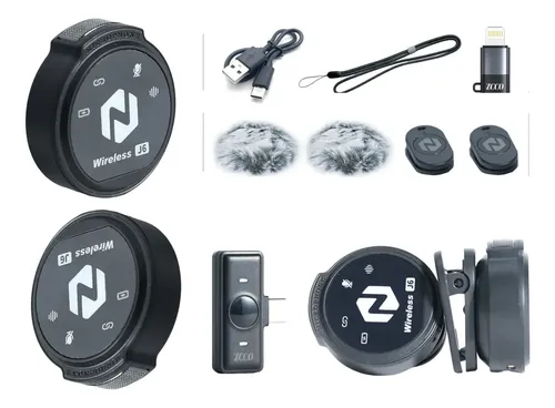 Microfone Sem Fio Zcco J6 Duplo Lapela Anti Ruido 2interface Preto