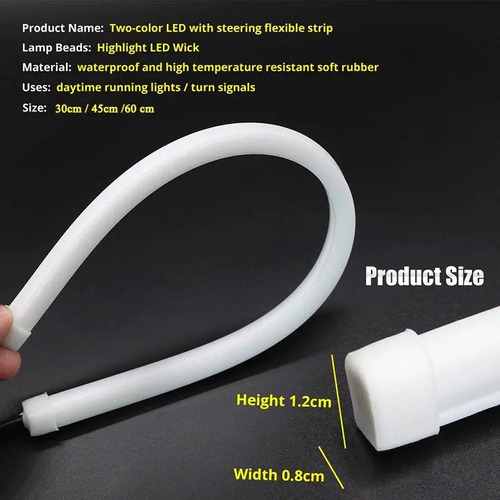 2 Tira Led Flexible Drl Direccional Rgb App 60cm Auto Moto