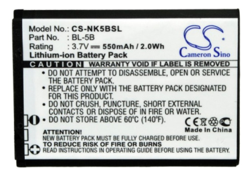 Batería P/ Nokia Bl5b Compatible C/ Gps Tracker Cameron Sino