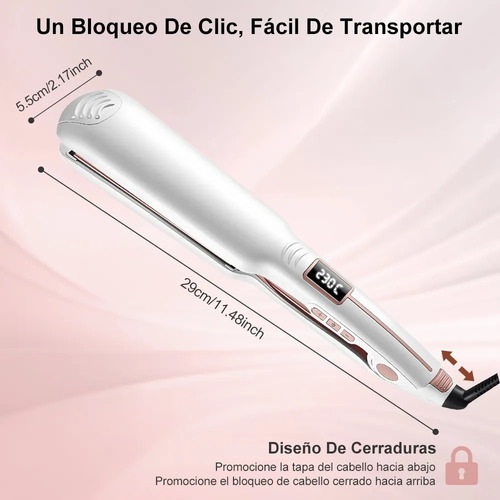 Operacion® Plancha Para Cabello Infrarrojos Cerámica Plancha Panel de 2,2 pulgadas con 26 tipos de temperatura y bloqueo fijo con cable de 360° Plana Para Cabello Plancha